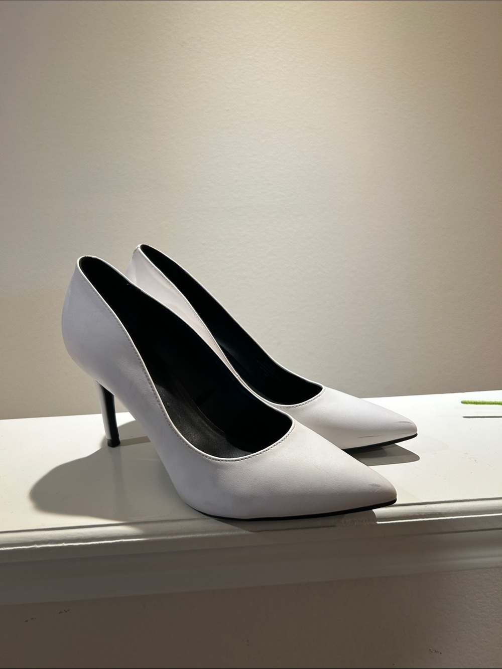 Marc Fisher Classic White Pointed-Toe  Pumps